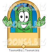 Vector Illustration of a Cartoon Dollar Bill Mascot on a Blank Tan Label by Mascot Junction