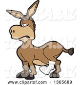 Vector Illustration of a Cartoon Donkey Mascot Character with a Leg in a Cast by Mascot Junction