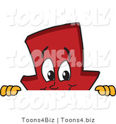 Vector Illustration of a Cartoon down Arrow Mascot Looking over a Blank Sign by Mascot Junction