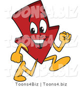 Vector Illustration of a Cartoon down Arrow Mascot Running by Mascot Junction