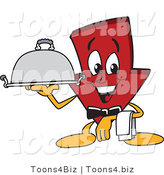 Vector Illustration of a Cartoon down Arrow Mascot Serving a Platter by Mascot Junction