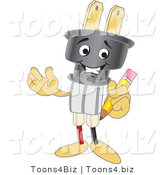 Vector Illustration of a Cartoon Electric Plug Mascot Holding a Pencil by Mascot Junction