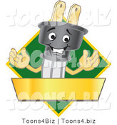 Vector Illustration of a Cartoon Electric Plug Mascot Logo with a Green Diamond and Gold Banner by Mascot Junction