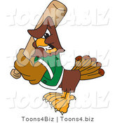 Vector Illustration of a Cartoon Falcon Mascot Character Batting by Mascot Junction