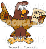 Vector Illustration of a Cartoon Falcon Mascot Character Holding a Report Card by Mascot Junction