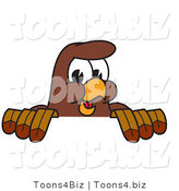 Vector Illustration of a Cartoon Falcon Mascot Character Looking over a Surface by Mascot Junction