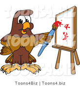 Vector Illustration of a Cartoon Falcon Mascot Character Painting by Mascot Junction