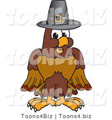 Vector Illustration of a Cartoon Falcon Mascot Character Wearing a Pilgrim Hat by Mascot Junction