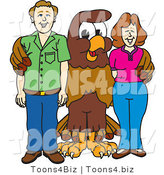 Vector Illustration of a Cartoon Falcon Mascot Character with Adults by Mascot Junction