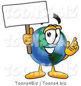 Vector Illustration of a Cartoon Globe Mascot Holding a Blank Sign by Mascot Junction