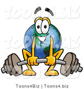 Vector Illustration of a Cartoon Globe Mascot Lifting a Heavy Barbell by Mascot Junction
