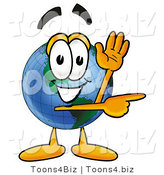 Vector Illustration of a Cartoon Globe Mascot Waving and Pointing by Mascot Junction