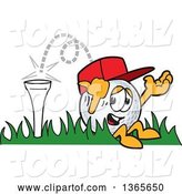 Vector Illustration of a Cartoon Golf Ball Sports Mascot Bouncing off the Tee by Mascot Junction