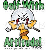 Vector Illustration of a Cartoon Golf Ball Sports Mascot Breaking a Club with Golf with Attitude Text by Mascot Junction