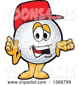 Vector Illustration of a Cartoon Golf Ball Sports Mascot Wearing a Red Hat and Talking by Mascot Junction