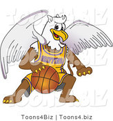 Vector Illustration of a Cartoon Griffin Mascot Playing Basketball by Mascot Junction