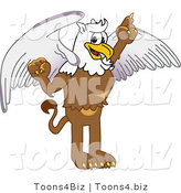 Vector Illustration of a Cartoon Griffin Mascot Pointing up by Mascot Junction