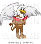 Vector Illustration of a Cartoon Griffin Mascot Reading by Mascot Junction