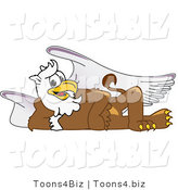 Vector Illustration of a Cartoon Griffin Mascot Reclined by Mascot Junction