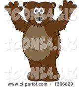 Vector Illustration of a Cartoon Grizzly Bear School Mascot Cheering by Mascot Junction