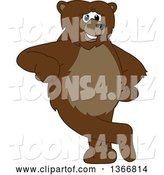 Vector Illustration of a Cartoon Grizzly Bear School Mascot Leaning by Mascot Junction