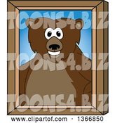 Vector Illustration of a Cartoon Grizzly Bear School Mascot Portrait by Mascot Junction