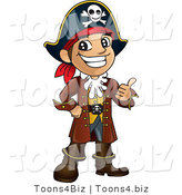 Vector Illustration of a Cartoon Happy Pirate Mascot Holding a Thumb up by Mascot Junction