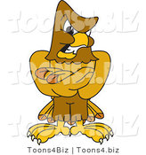 Vector Illustration of a Cartoon Hawk Mascot Character Being Tough by Mascot Junction