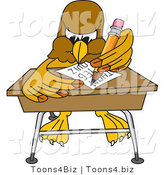 Vector Illustration of a Cartoon Hawk Mascot Character Taking a Quiz by Mascot Junction