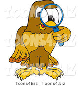 Vector Illustration of a Cartoon Hawk Mascot Character Using a Magnifying Glass by Mascot Junction