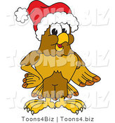 Vector Illustration of a Cartoon Hawk Mascot Character Wearing a Santa Hat by Mascot Junction