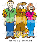 Vector Illustration of a Cartoon Hawk Mascot Character with Adults by Mascot Junction