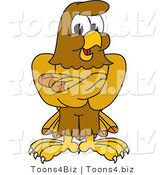 Vector Illustration of a Cartoon Hawk Mascot Character with His Arms Crossed by Mascot Junction