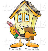 Vector Illustration of a Cartoon Home Mascot Talking Notes on Clipboard by Mascot Junction