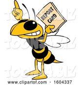 Vector Illustration of a Cartoon Hornet School Mascot Holding a Report Card by Mascot Junction