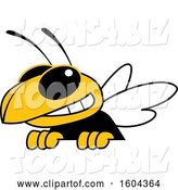 Vector Illustration of a Cartoon Hornet School Mascot over a Sign by Mascot Junction