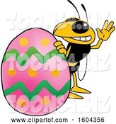 Vector Illustration of a Cartoon Hornet School Mascot with an Easter Egg by Mascot Junction