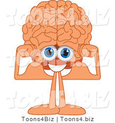 Vector Illustration of a Cartoon Human Brain Flexing His Muscles by Mascot Junction