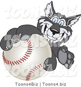 Vector Illustration of a Cartoon Husky Mascot Grabbing a Baseball by Mascot Junction