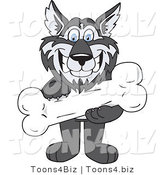 Vector Illustration of a Cartoon Husky Mascot Holding a Bone by Mascot Junction