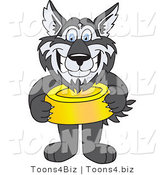 Vector Illustration of a Cartoon Husky Mascot Holding a Food Bowl by Mascot Junction