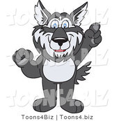 Vector Illustration of a Cartoon Husky Mascot Pointing Upwards by Mascot Junction