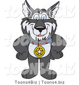 Vector Illustration of a Cartoon Husky Mascot Wearing a Medal by Mascot Junction