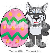 Vector Illustration of a Cartoon Husky Mascot with an Easter Egg by Mascot Junction