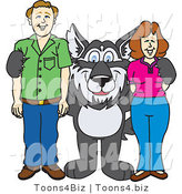 Vector Illustration of a Cartoon Husky Mascot with Parents by Mascot Junction