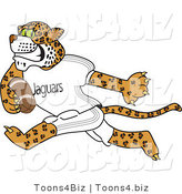 Vector Illustration of a Cartoon Jaguar Mascot Playing Football by Mascot Junction