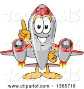 Vector Illustration of a Cartoon Jet Aircraft Mascot with Number One Finger Pointing up Towards Sky by Mascot Junction