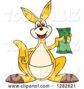 Vector Illustration of a Cartoon Kangaroo Mascot Holding Cash by Mascot Junction