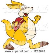 Vector Illustration of a Cartoon Kangaroo Mascot Student Walking by Mascot Junction
