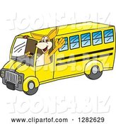 Vector Illustration of a Cartoon Kangaroo Mascot Waving and Driving a Bus by Mascot Junction